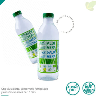 Bebida de Aloe Vera Puro con Pulpa (99,8%) Green Frog 1 Litro