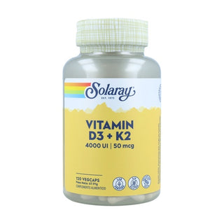 Vitamina D3+ K2 Solaray 120 cápsulas