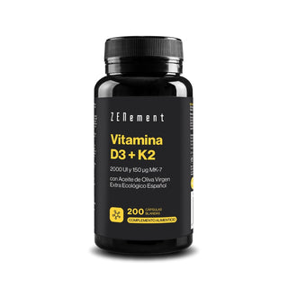Vitamina D3 + K2 2000 UI y 150 µg MK-7 200 Cápsulas blandas Zenement