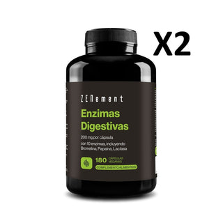 Pack 2 unidades Enzimas Digestivas - 180 Cápsulas Veganas Zenement